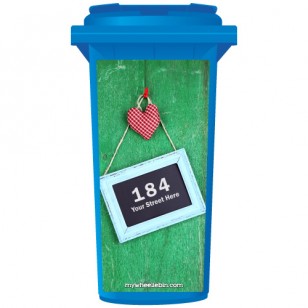 Your House Number Or Name & Street Name On A Chalkboard From A Green Fence Wheelie Bin Sticker Panel